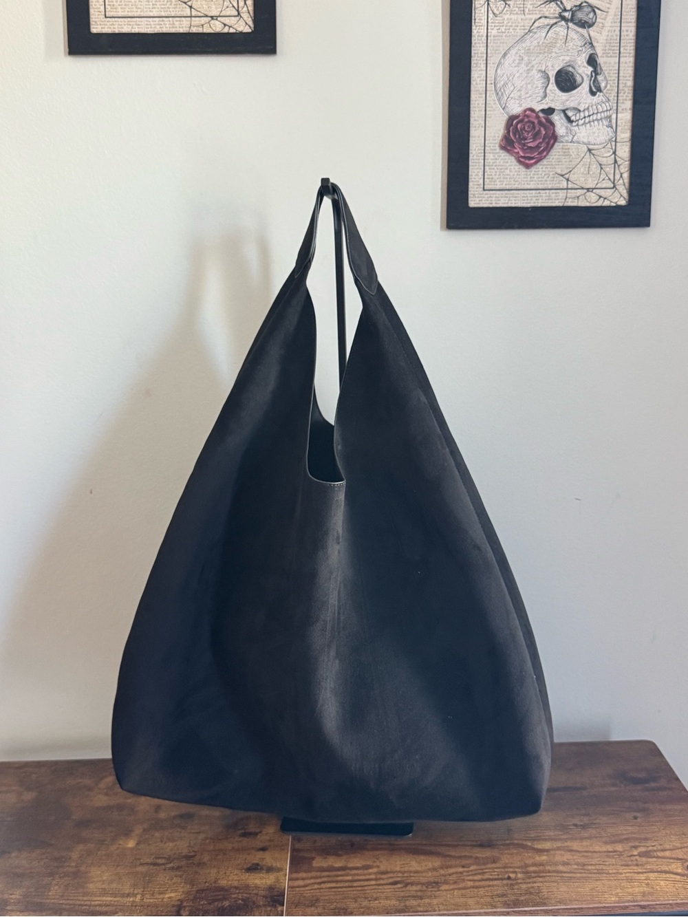 Gap Large Black Suede Hobo Shoulder Bag